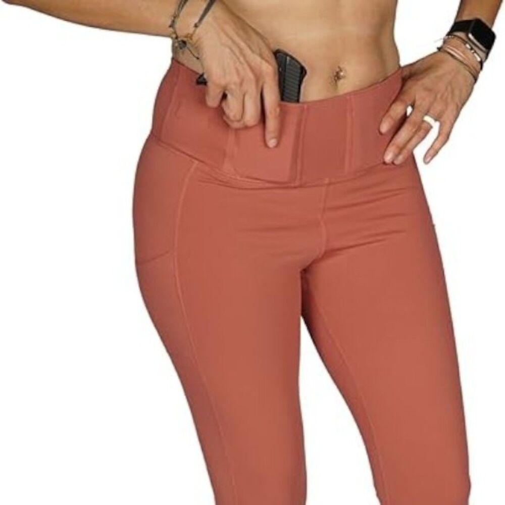 Concealed Carry Leggings Pockets Mauve Gym Tactical Yoga Size M Women EUC